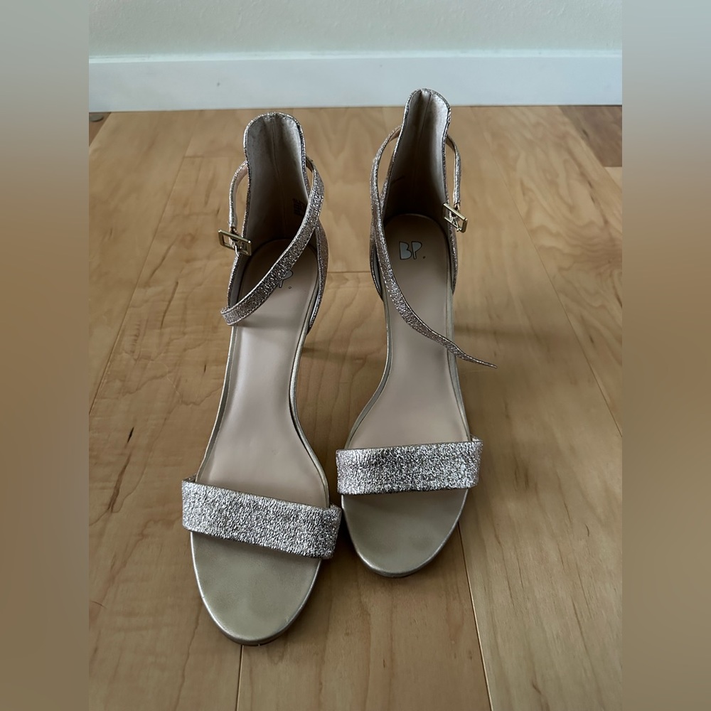 BP pink metallic heels